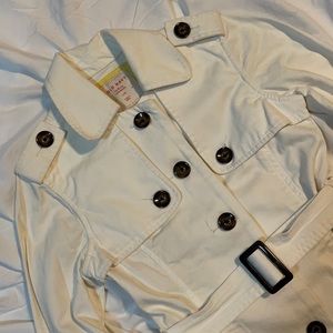 Old Navy White Double Breasted Trench Coat